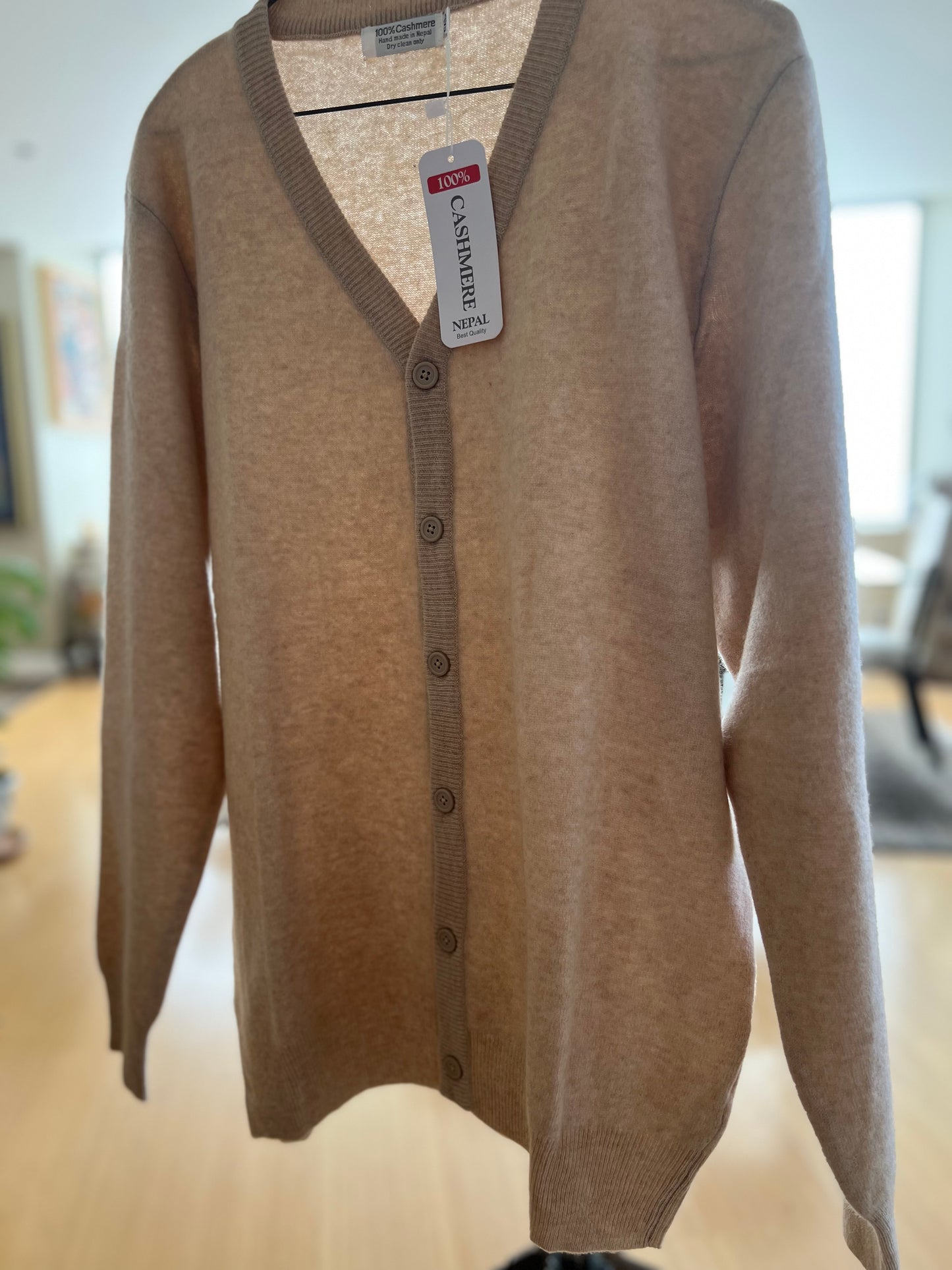 Pure Cashmere Cardigan in Beige
