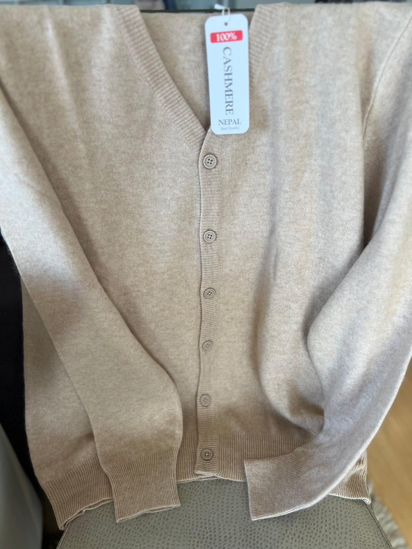 Pure Cashmere Cardigan in Beige