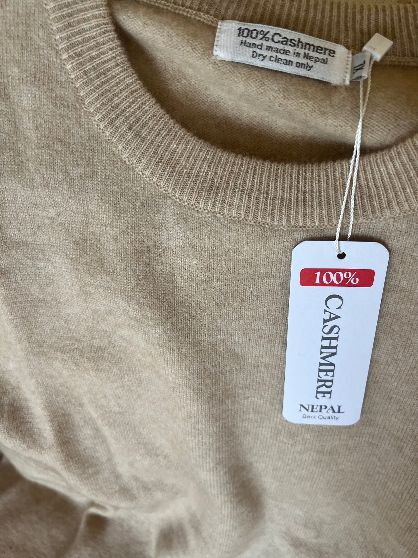 Beige Cashmere sweater with round neck