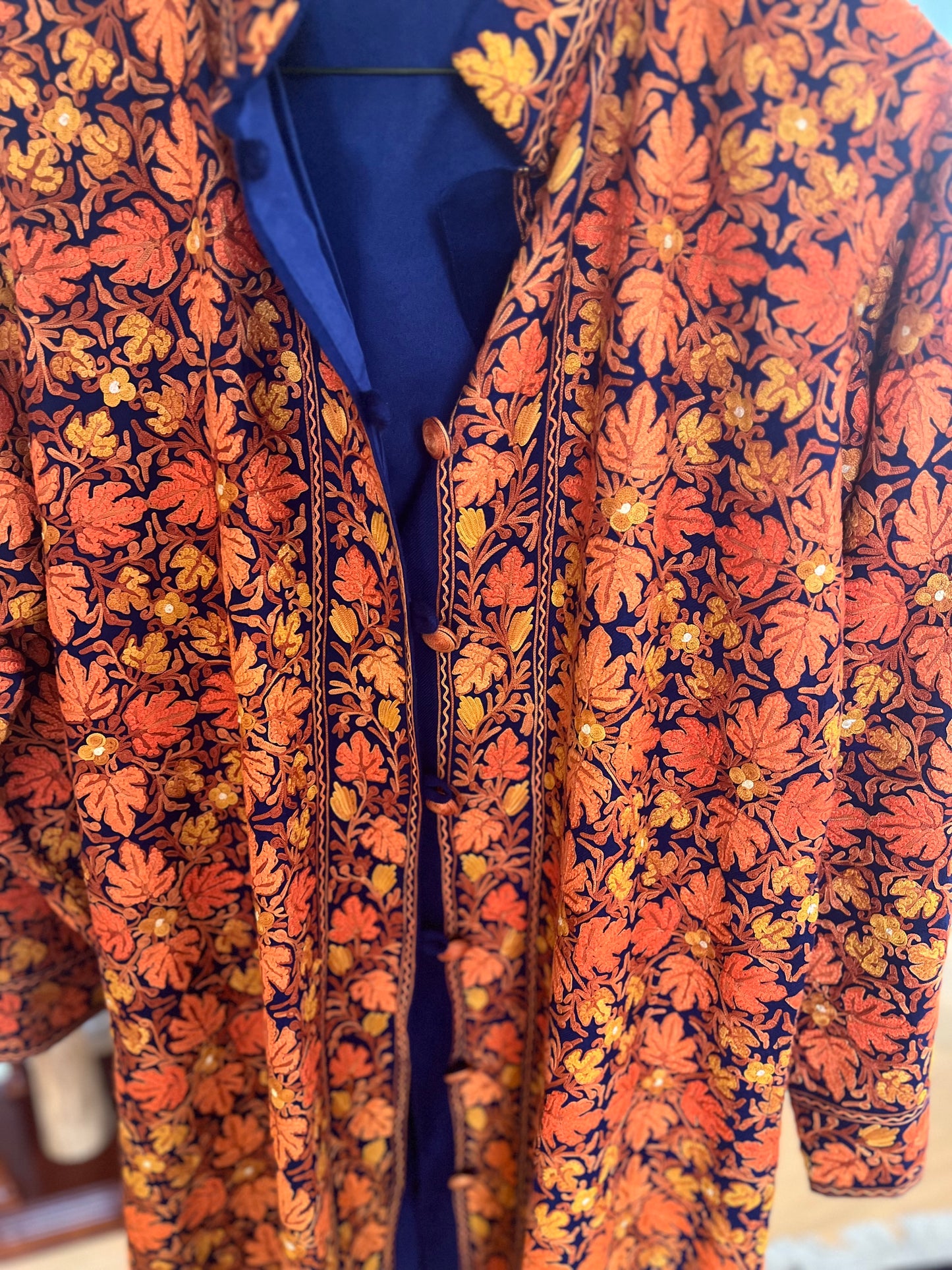 Long Hand Embroidered Jacket in Fall Colors
