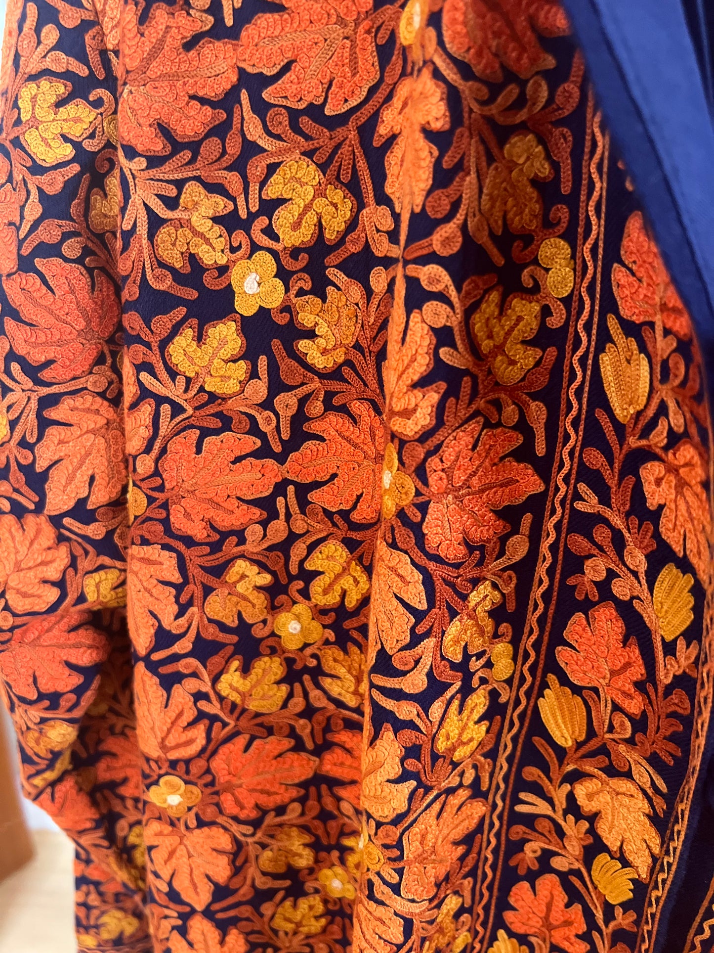 Long Hand Embroidered Jacket in Fall Colors